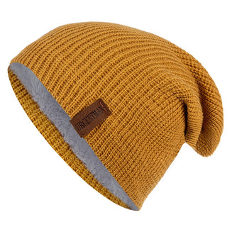 Buy yellow Beanie Hat Leisure Fur Lined Winter Hats For Men Women