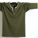 2022 Men T-Shirt Button Cotton Long Sleeve