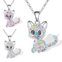 Cat Pendant Necklace for Women Girls Fashion Colorful