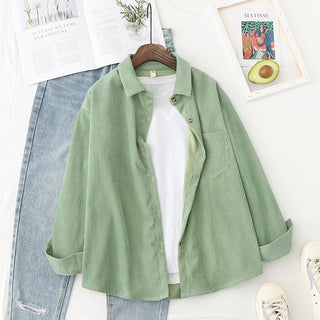 Buy green Corduroy Women Blouses Shirts Tunic Womens Tops And Blouses 2023 Long Sleeve
