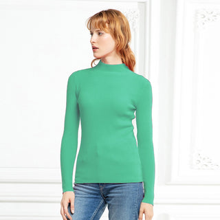 Buy apple-green Women Top Pull Turtleneck Pullovers Sweaters