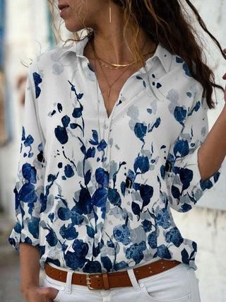 Buy blue Fashion women shirt  casual long-sleeved shirt blouses
