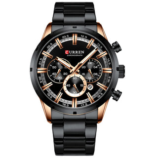 Buy gold-black Men Watch Top Brand Luxury Sports Quartz Mens Watches Full Steel Waterproof Chronograph Wristwatch Men.