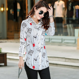 Buy 01 New Fashion Print Blouses Women Long Style Shirts 2021 Cotton Ladies Tops Long Sleeve