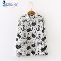 Women Shirt Cat Pattern Printed Personality Tops and Blouses Fashion