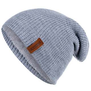 Buy light-gray Beanie Hat Leisure Fur Lined Winter Hats For Men Women
