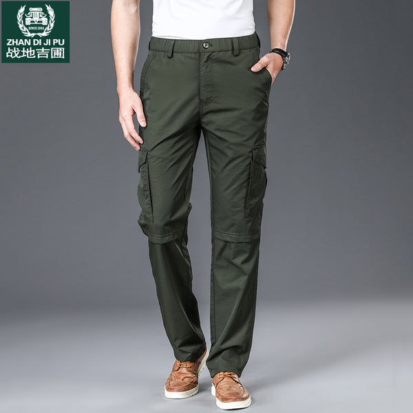 Men's Thin Trousers Loose Straight Multi-pockets