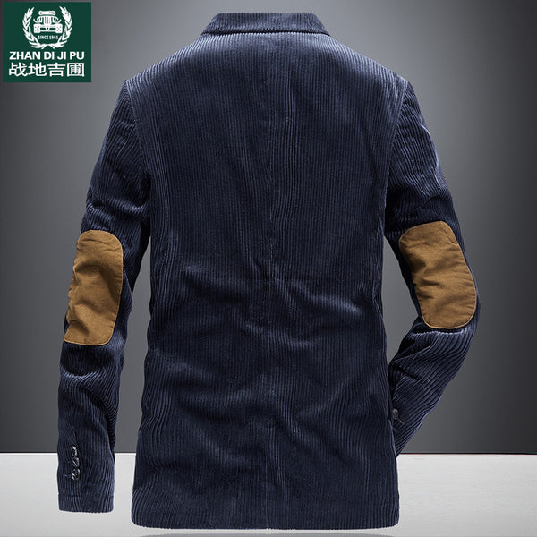 Men's Long-Sleeved Loose Top Casual Thin Corduroy Coat