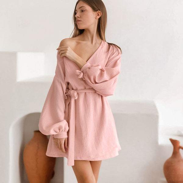 Autumn Long Sleeve Loose-Fitting Loungewear Nightgown