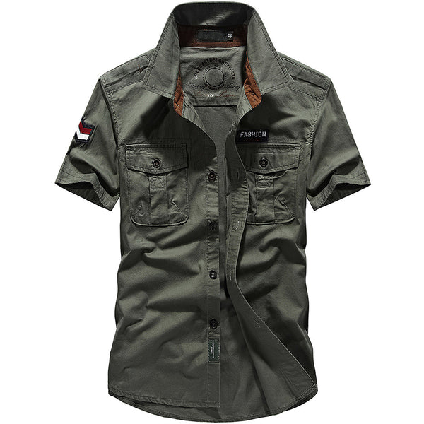 Army Shirt Men's Short-Sleeved Shirt Summer Multi-pockets