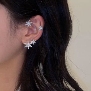 Buy c-left-ear-silver Zircon Butterfly Ear Cuff Earrings for Women 1pc Non Piercing Ear Clip