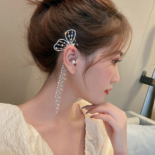 Buy f-right-ear-silver Shining Zircon Butterfly Ear Cuff Earrings for Women 1pc