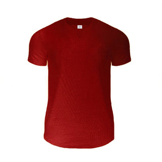 Buy burgundy 2022 Men's New Fashion V neck Short Sleeve T Shirt Slim Fit