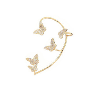 Buy b-left-ear-gold Zircon Butterfly Ear Cuff Earrings for Women 1pc Non Piercing Ear Clip