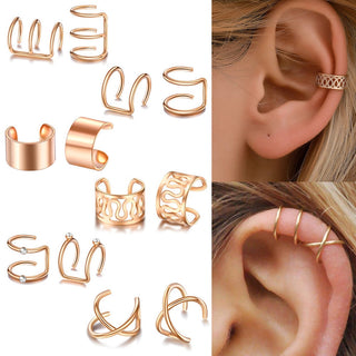 1-12pcs Gold Silver Viking Hair Braids Dreadlock Non-Piercing Ear Clips