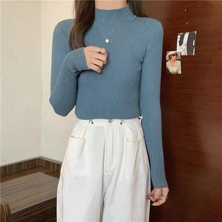 Buy style-2-blue Turtleneck  Woman Knitted  Sweaters 2022
