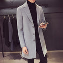 2022 Fashion Men Wool Blends Casual Business Trench Coat