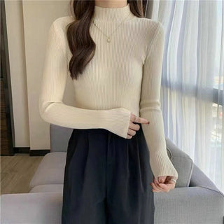 Buy style-2-apricot Turtleneck  Woman Knitted  Sweaters 2022