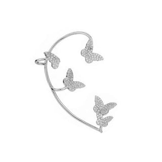 Buy b-right-ear-silver Shining Zircon Butterfly Ear Cuff Earrings for Women 1pc
