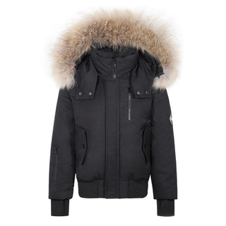 Buy black-with-brown-fur New 2023 super warm filling white duck down winter coats for kids