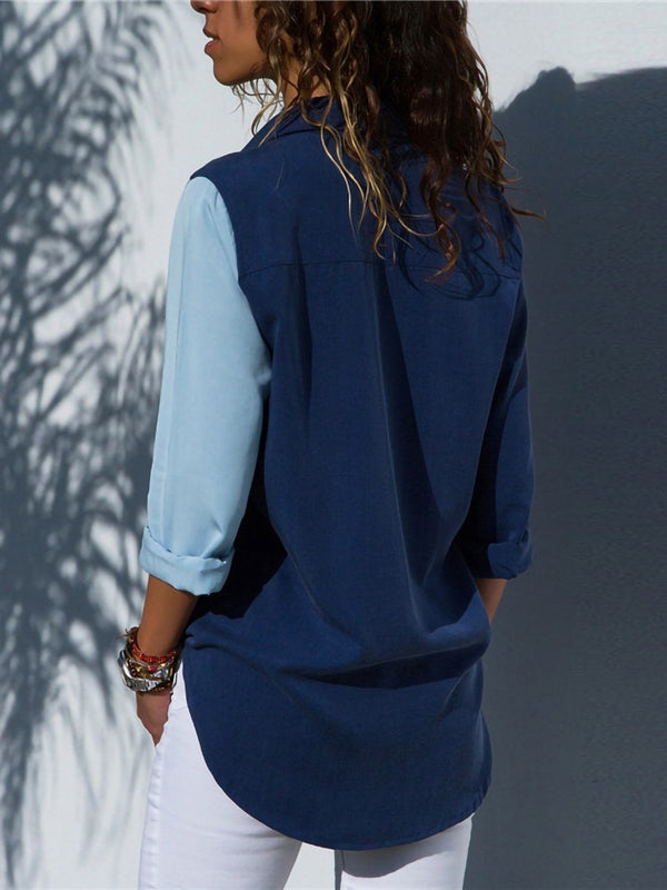 2022 New Fashion Print Women Blouses Long Sleeve Turn-down Collar Chiffon Blouse