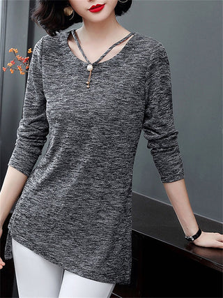Buy gray Women Spring Summer Style T-Shirts Tops Lady Casual