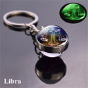 Women 12 Constellation Glass Ball Key Rings
