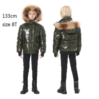 Buy olive New 2023 super warm filling white duck down winter coats for kids