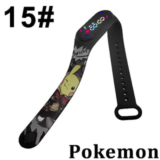 Buy 15-1pcs Pokemon Digital Watch Anime Pikachu Squirtle Eevee Charizard Student Silicone LED Watch Kids Puzzle Toys Children Birthday Gifts