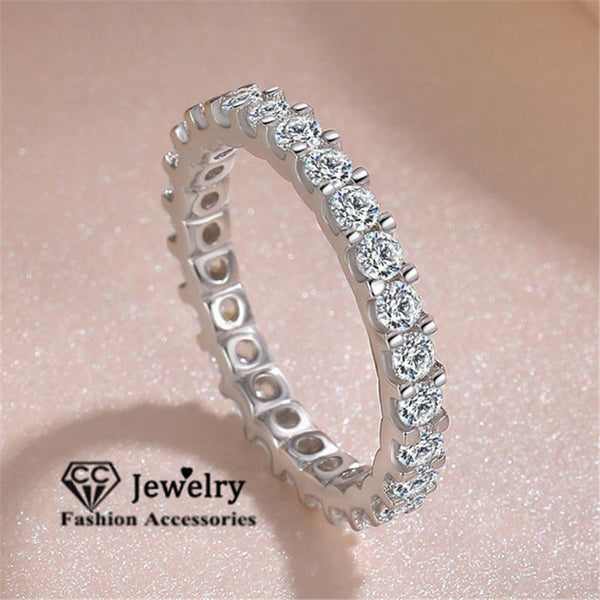 CC Rings For Women Silver Color Cubic Zirconia White Stone