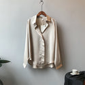 2023 Summer Shirt Fashion Long Sleeve Satin Womens Vintage Street Silk Shirts