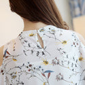 New Chiffon Print  Floral Shirt For Womens Elegant Open Shoulder Blouses