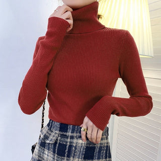 Buy wine-red Turtleneck  Woman Knitted  Sweaters 2022