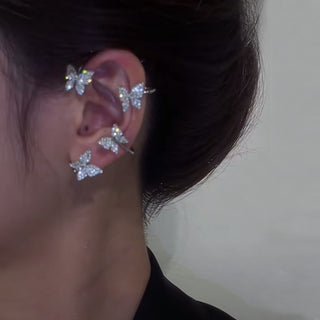Buy a-left-ear-silver Zircon Butterfly Ear Cuff Earrings for Women 1pc Non Piercing Ear Clip