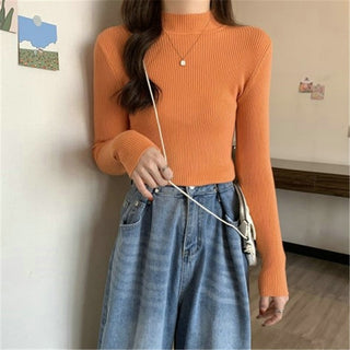 Buy style-2-orange Turtleneck  Woman Knitted  Sweaters 2022