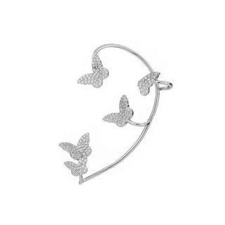 Buy b-left-ear-silver Zircon Butterfly Ear Cuff Earrings for Women 1pc Non Piercing Ear Clip