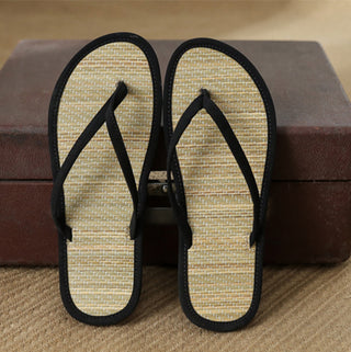 Women Flat Flip-flops Non-slip Sandals Bamboo Rattan