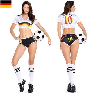 Buy germany Sexy Cheerleading Uniforms Football Jersey Cosplay Costume School Student Girls Soccer Player Sports Uniform Lingerie For Women