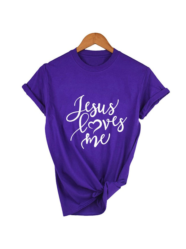 Jesus Loves Me Shirt Women Fashion Christian Religious Shirts Faith Tee
