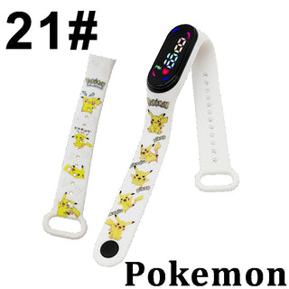 Buy 21-1pcs Pokemon Digital Watch Anime Pikachu Squirtle Eevee Charizard Student Silicone LED Watch Kids Puzzle Toys Children Birthday Gifts