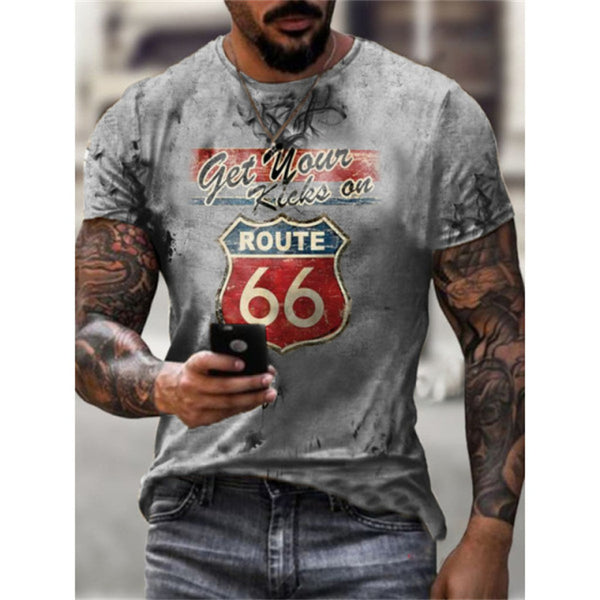 Summer New Men's T-Shirts Vintage Americana Route 66. - Fashionontheboardwalk