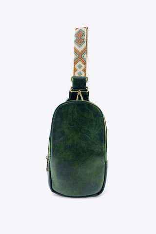 Buy olive Adjustable Strap PU Leather Sling Bag