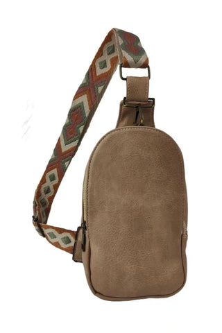 Buy khaki Adjustable Strap PU Leather Sling Bag