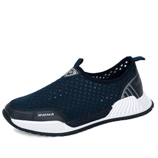 Buy deep-blue-s-gray BONA 2022 New Designers Men Breathable Walking Sneakers