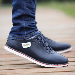 Buy blue-4 Men's PU Leather Casual Shoes.