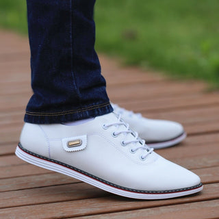Buy white-6 Men's PU Leather Casual Shoes.