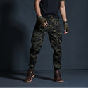 Khaki Men Camouflage Cargo Pants Multi-Pocket Fashion.