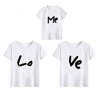 Buy white-black family matching clothes mother father daughter son kids baby T-shirt