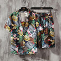 Summer Casual Beach Wear Men 2 Piece Set Prined Shirt + Shorts Summer Clothes. - Fashionontheboardwalk