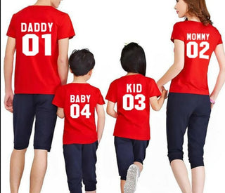 Buy 1234red-white Family Matching Cotton T-shirts.